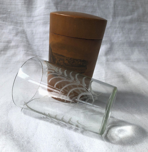 Antique mauchline ware glass - ware,