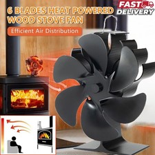 6 Blade Stove Fan Silent Heat Powered Log Burner Fireplace Fan  Eco Friendly UK~