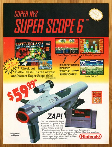 1992 snes super scope light - super,
