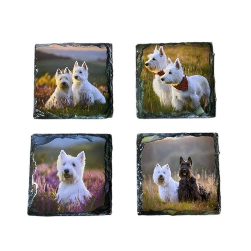 Scottie dog slate coaster - dog,