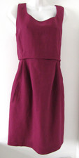 NW3 Hobbs dress ladies 14 pomegranate wool & linen mix pockets vintage dress
