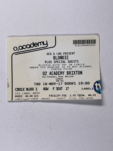 Blondie ticket original - blondie,
