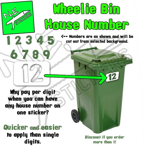 White wheelie bin house number - wheelie,