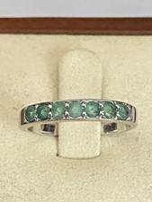 Sterling Silver Zambian Emerald Set Ring Size M