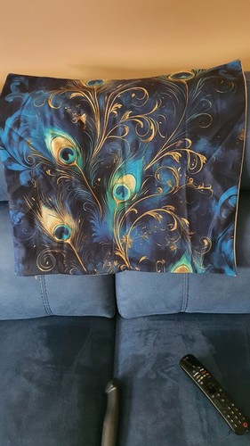 Peacock feather cushion - 8x,