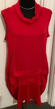 yong Kim red cowl neck tunic
