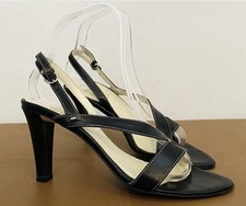 Coach Black Heels Shoes Strappy Sandals Kyra Slingback Peep Toe UK 4.5 US 6.5