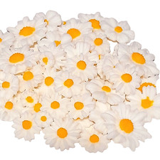 50pcs White Daisy Edible Sugar Fondant Flowers Cupcake/Cake toppers Decorations