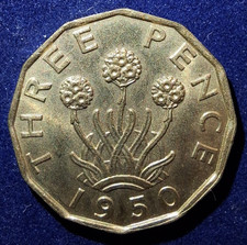 1950 Nickel Brass Threepence