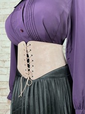 PINK Faux Suede Waist Clincher Waspie PU Belt Mistress Sissy TV CD 30-34” Medium