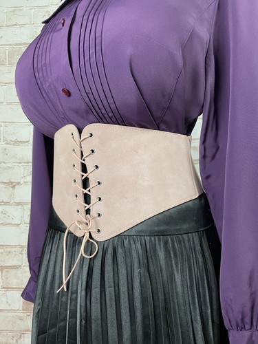 Pink faux suede waist - faux,