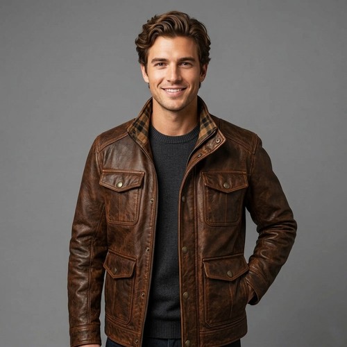 Mens vintage distressed - vintage, brown