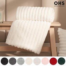 Faux Fur Ribbed Fleece Throw