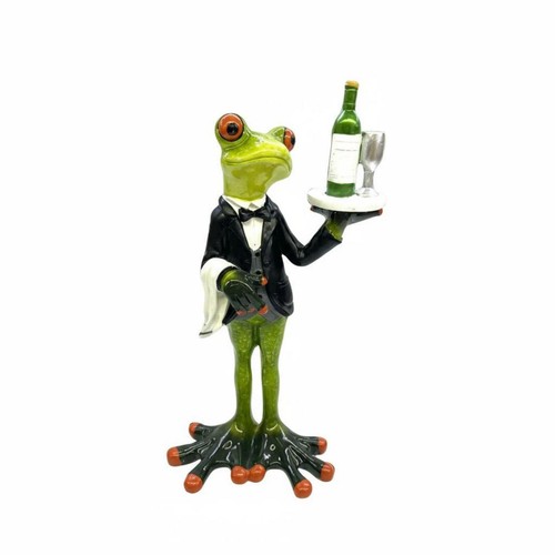 Frog waiter statue - waiter,