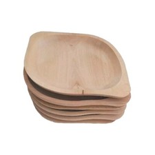 Wooden Dinner Plates Set of 6 , 23 CM Long Rectangle Wooden Serving Trays 