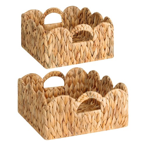 Scalloped wicker basket - scalloped,