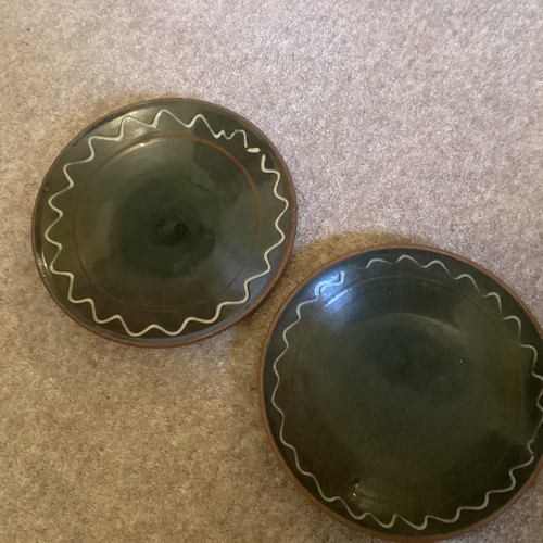 Pair vintage slipware - pair,