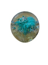 Hand Blown Blue Sea Anemone Glass Paperweight Round Crystal Art Ball | 2d