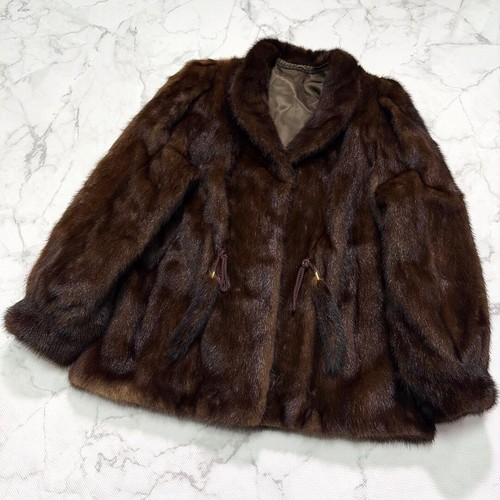 Real mink fur coat brown - coat,