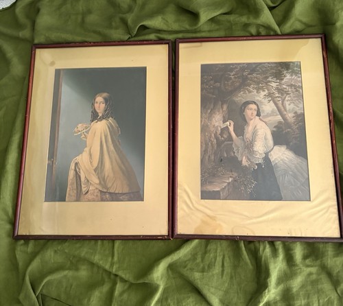 Pair victorian george baxter - victorian,