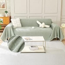 Sage green chenille blanket Boho desig sofa cover throw bedspread large 180x260