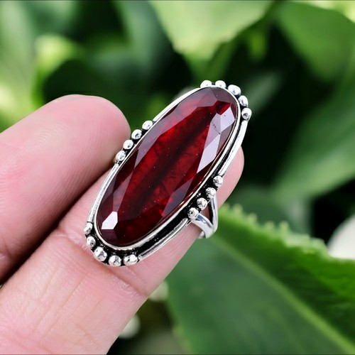 Garnet silver ring - ring, 925