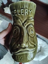 1970s TALL DARK GREEN CERAMIC