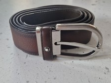 MONTBLANC Silver Hardwear Brown Reversible Leather Belt Size 38