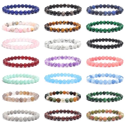 Natural stone beads bracelet - natural,