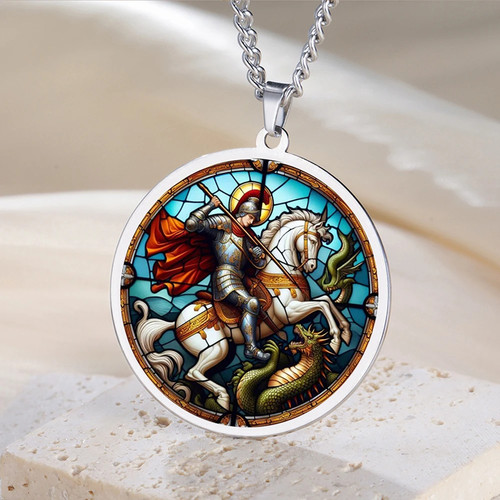 Saint george medal pendant - saint,