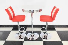 American 50s Diner Furniture Bistro Table with Two Red Stools