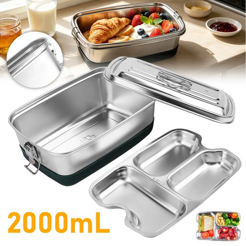 2000ml metal lunch box - metal, 3-grid