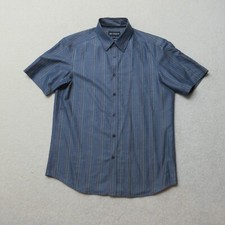 M&S Autograph Shirt Mens Medium M Grey Pinstriped Button Up Soft Touch LS