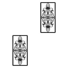 2 Pieces Metal Hollow Carved Wall Art Decor Panel Floral and Geometric Elements