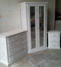 WHITE   AYLESBURY  3 PIECE BEDROOM  FURNITURE FULLY ASSEMBLED !