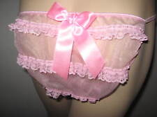 nylon knickers baby pink Sheer frilly lace Tango Panties feminine Lingerie gift