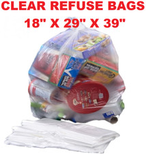 Large Strong Clear Plastic Polythene Bin Liners Waste Bags Sacks 18"x29"x39 160G