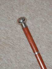 Military WW1 Drill Cane/Walking Stick W/ Silver Ball Top & Collar 'J.D' - 84.5cm