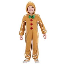 2023 Kid Gingerbread Man Costume Cosplay Christmas Party Hood Jumpsuit Xmas Gift