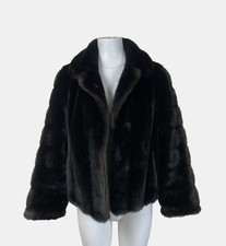 Vintage Tissavel France Faux Fur Coat Jacket Brown UK12 Evening Occasion Wear