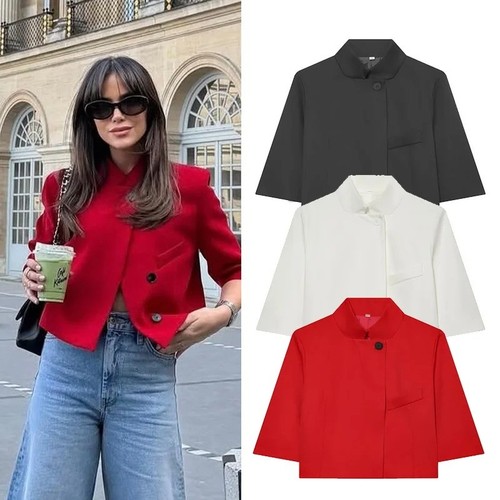 Women cropped short blazer - short,