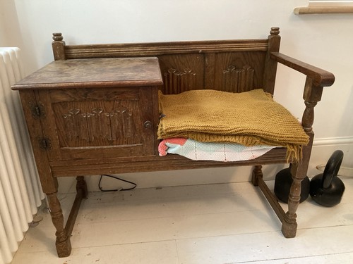 Vintage oak telephone bench - vintage,