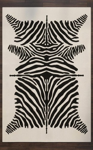 Hand tufted wool zebra - wool, rug