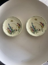 Vintage Crown Staffordshire Hand Painted Hollyhocks Poppy Saucer