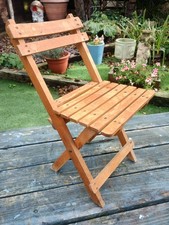 Vintage Folding Wooden Slatted Miniature Picnic Chair - Fishing Camping Children