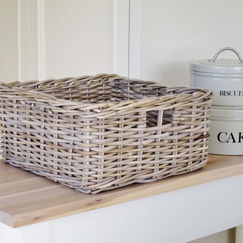 Square wicker storage basket - square,