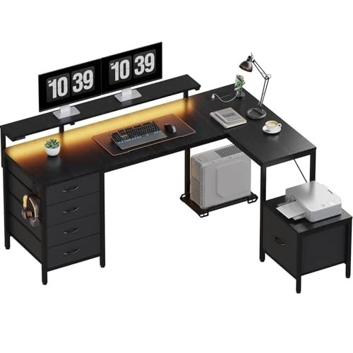Shaped gaming desk with - gaming, led