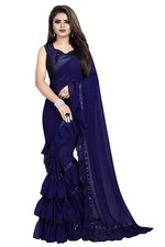 Women's Plain Georgette Ruffle