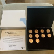 Paris 2024 Olympic 1/4 Euro Coin Collection (10 Coins) In Box With COA