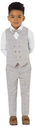 Boys checked waistcoat suit - checked,